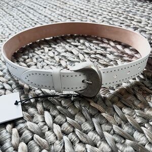IRO Paris white silver studded moon buckle leather belt